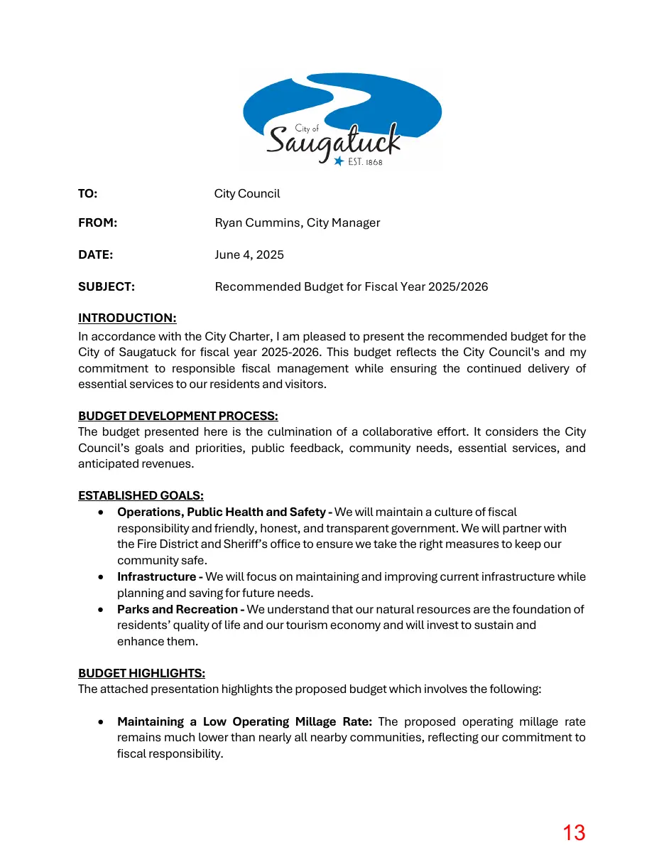 Page 13 of the packet; its text follows