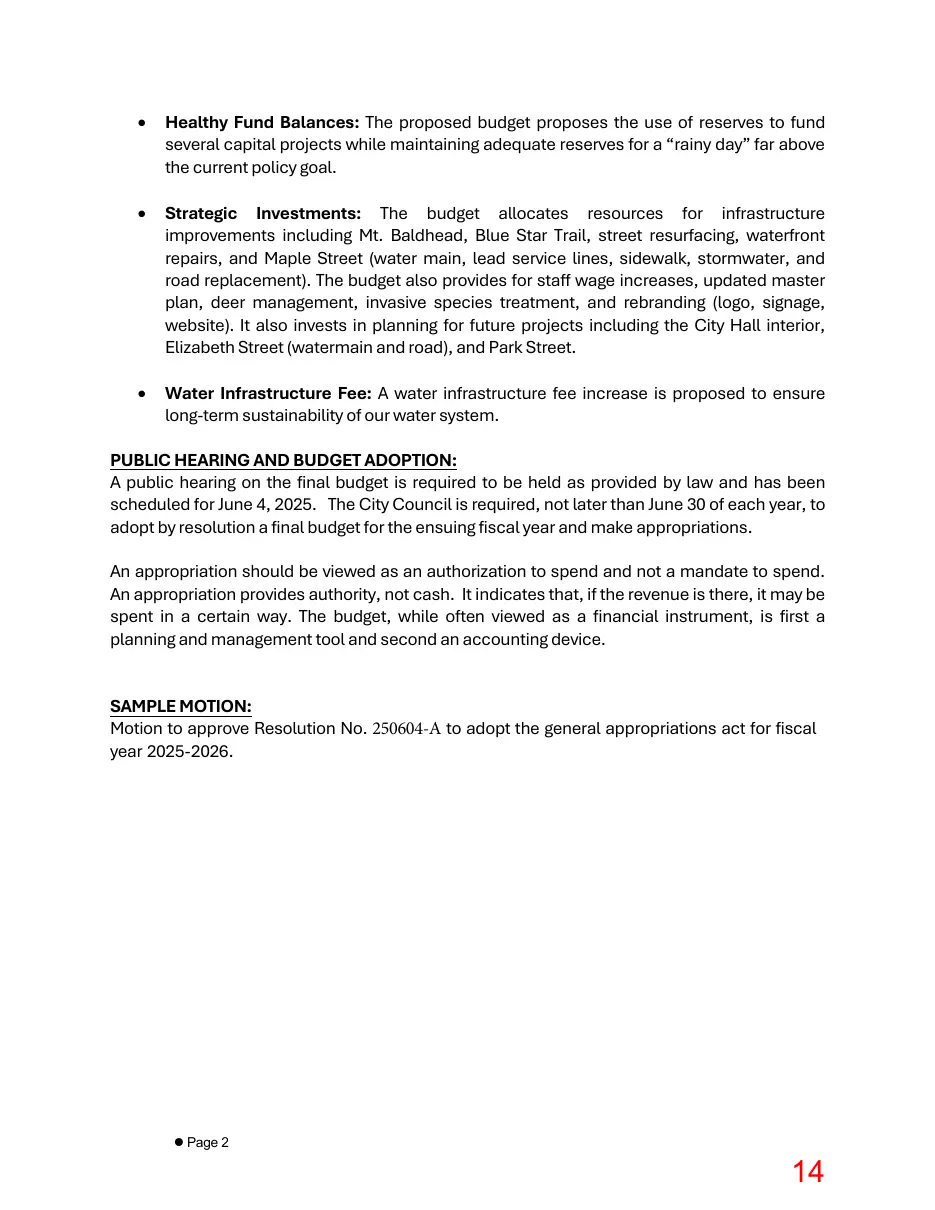 Page 14 of the packet; its text follows