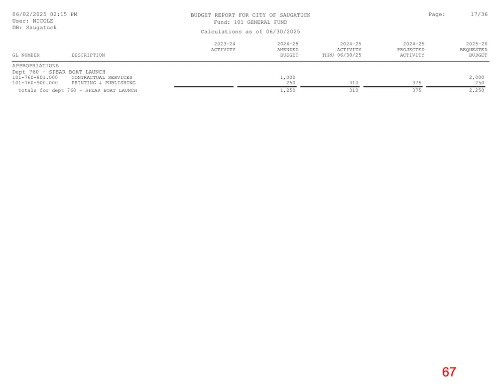 Page 67 of the packet; its text follows