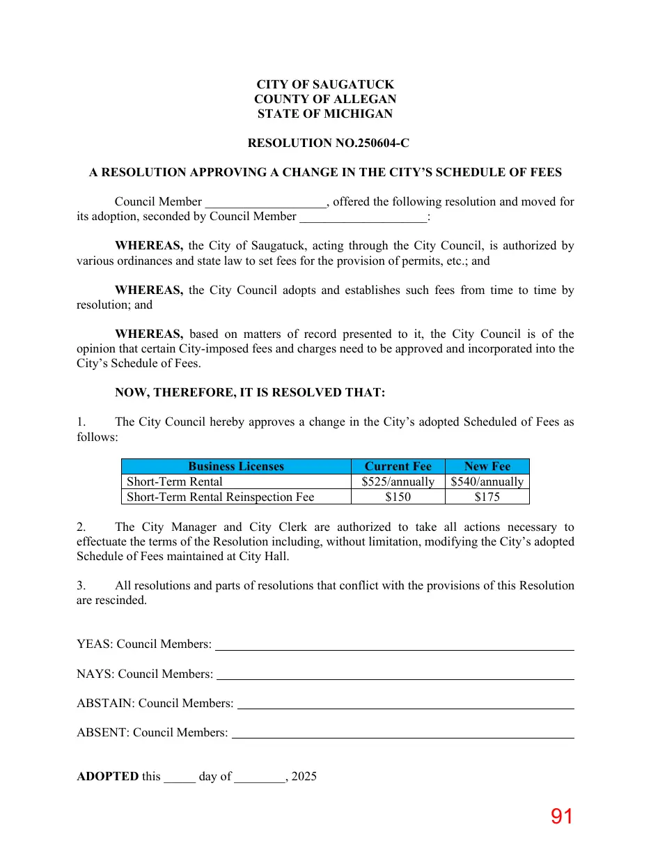 Page 91 of the packet; its text follows
