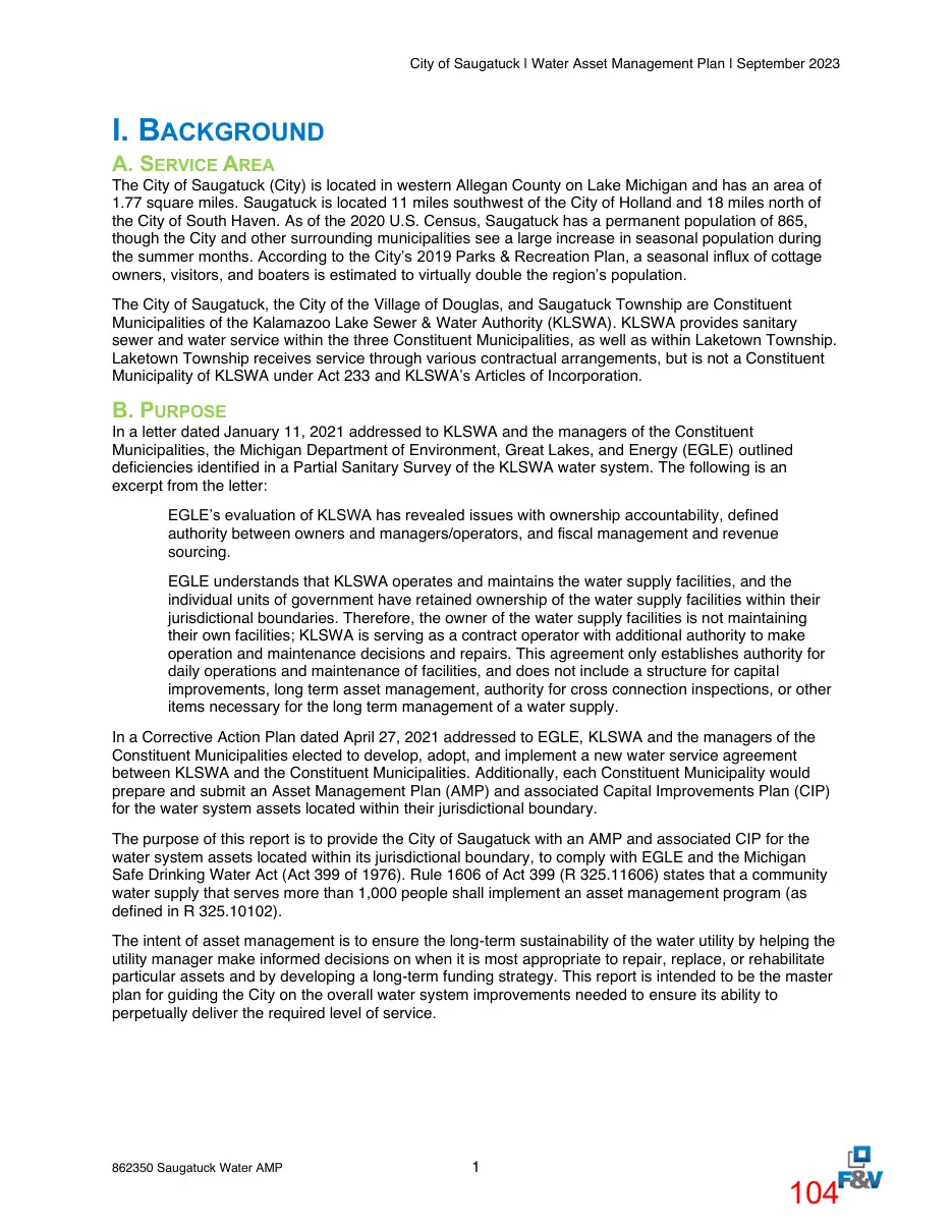 Page 104 of the packet; its text follows