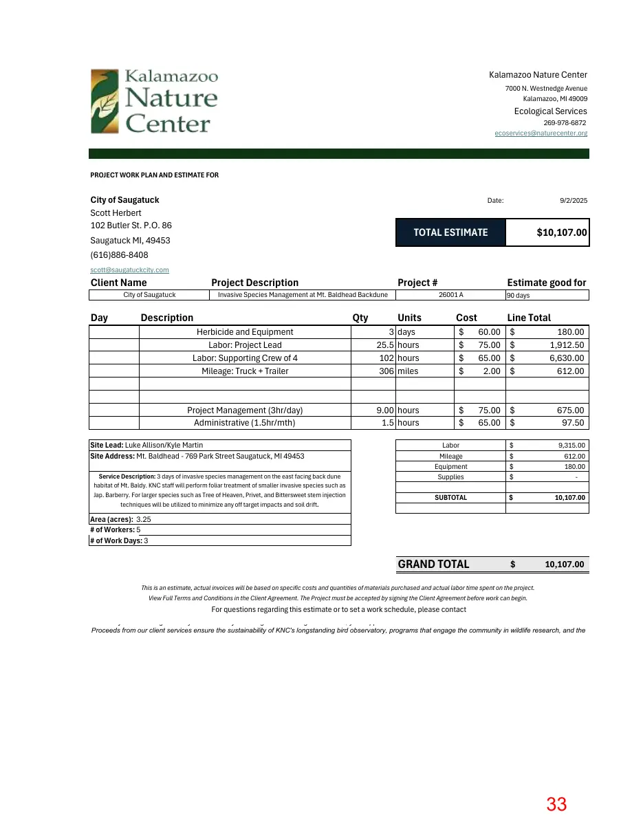 Page 33 of the packet; its text follows