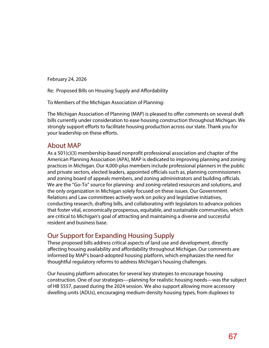 Page 67 of the packet; its text follows