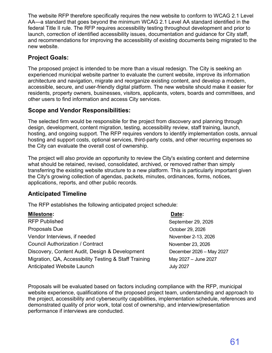 Page 61 of the packet; its text follows