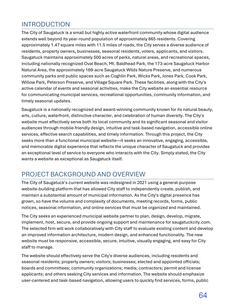 Page 64 of the packet; its text follows