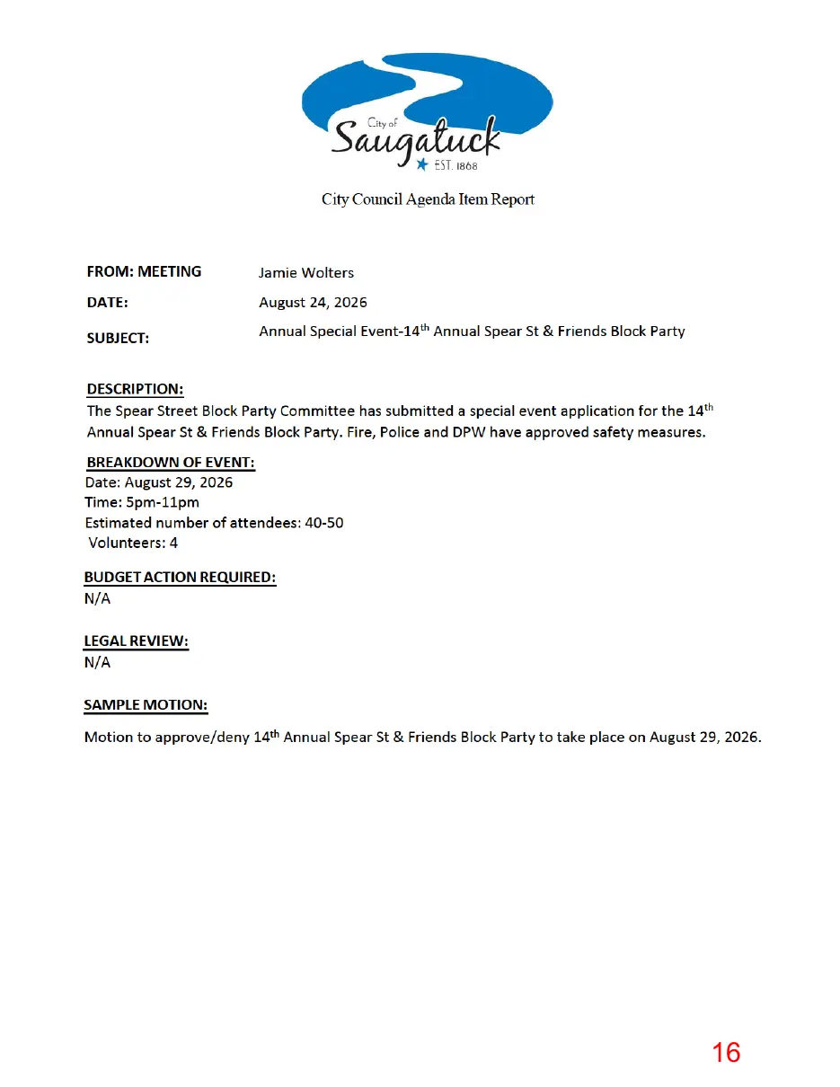 Page 16 of the packet, a scanned page