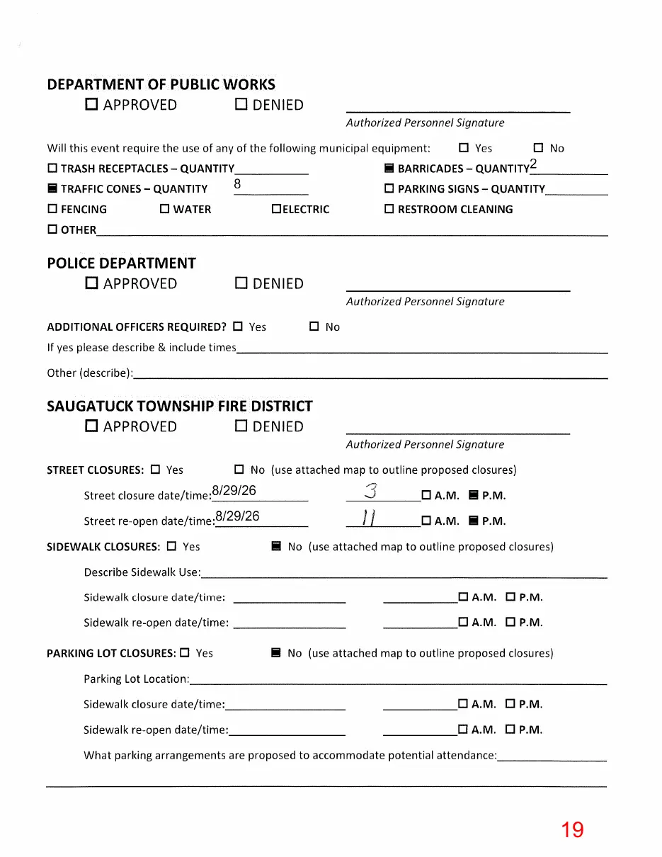 Page 19 of the packet, a scanned page