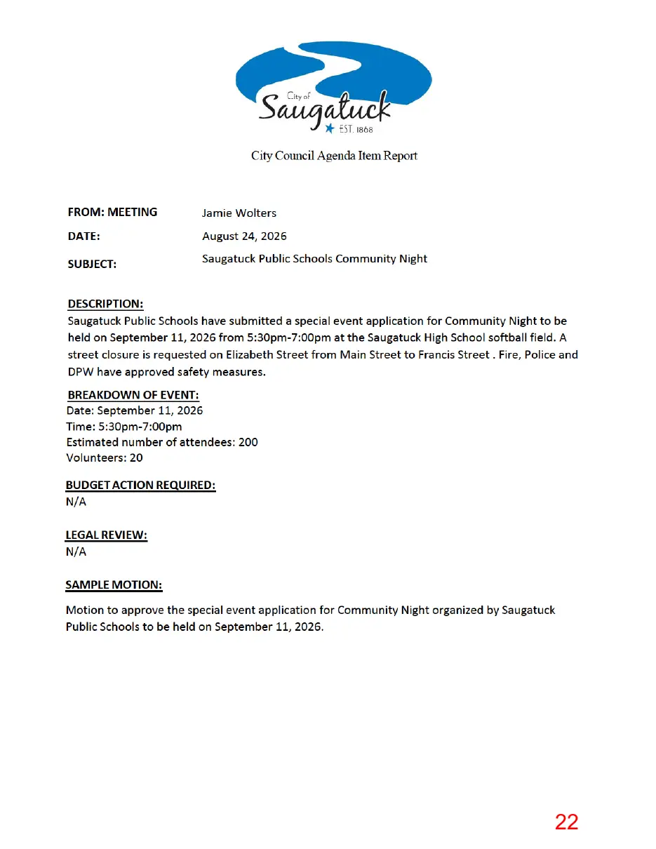 Page 22 of the packet, a scanned page