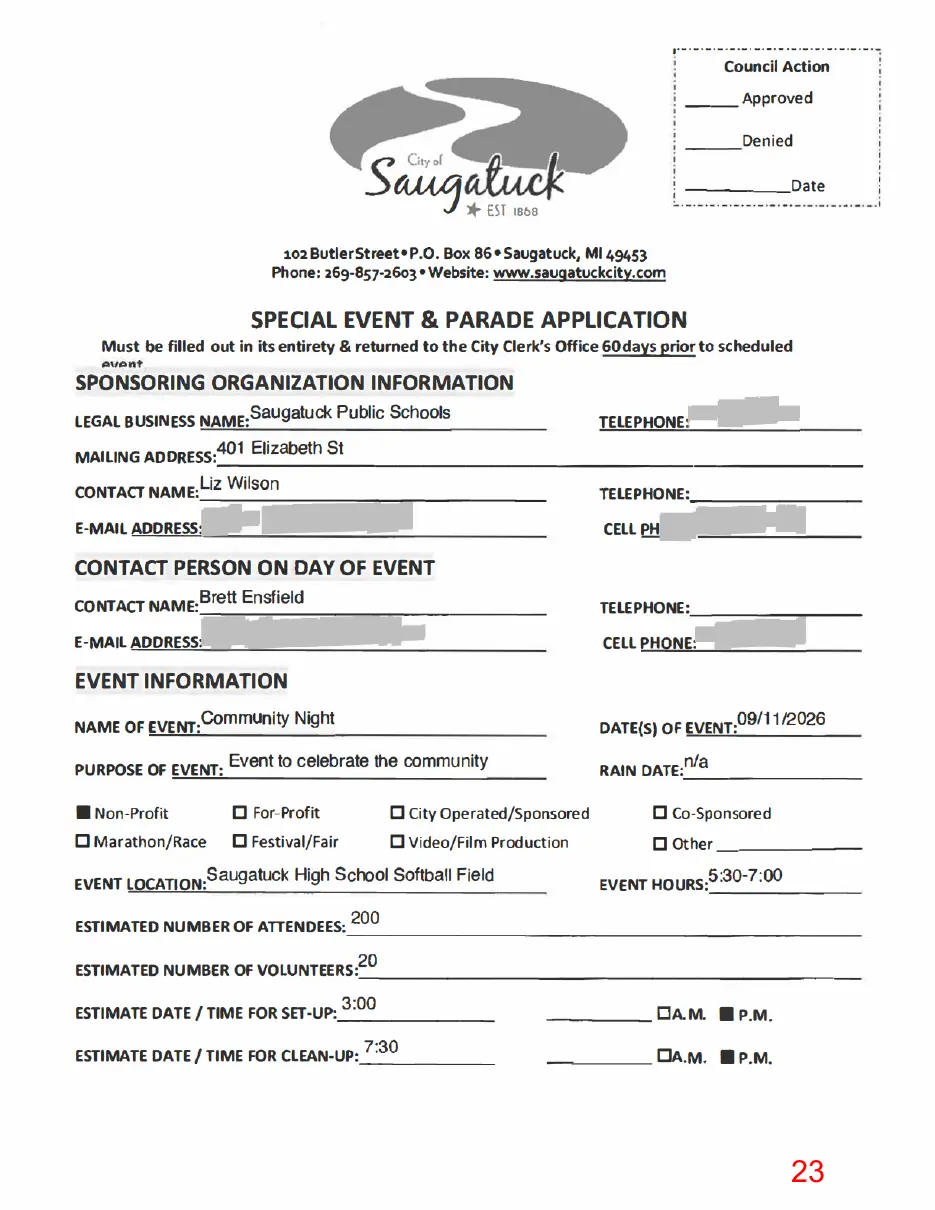 Page 23 of the packet, a scanned page