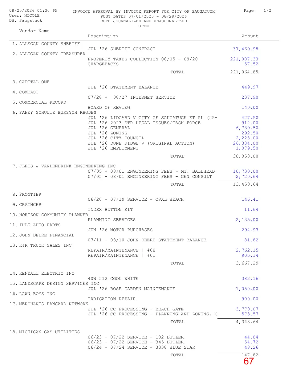Page 67 of the packet; its text follows