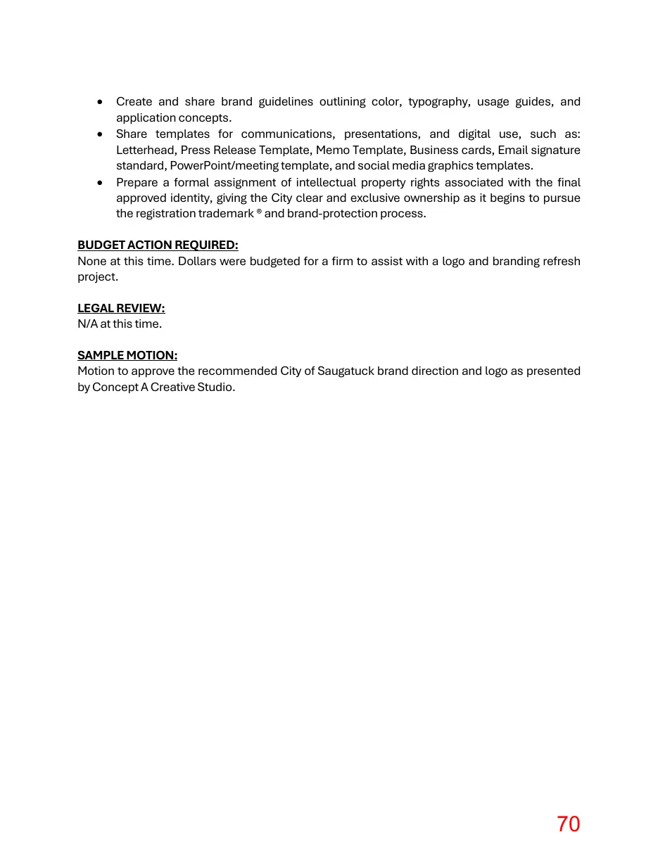 Page 70 of the packet; its text follows