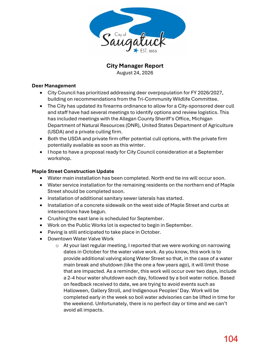 Page 104 of the packet; its text follows