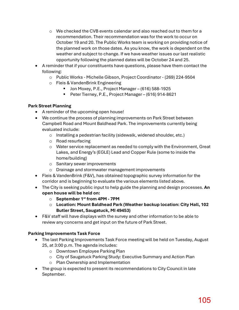 Page 105 of the packet; its text follows