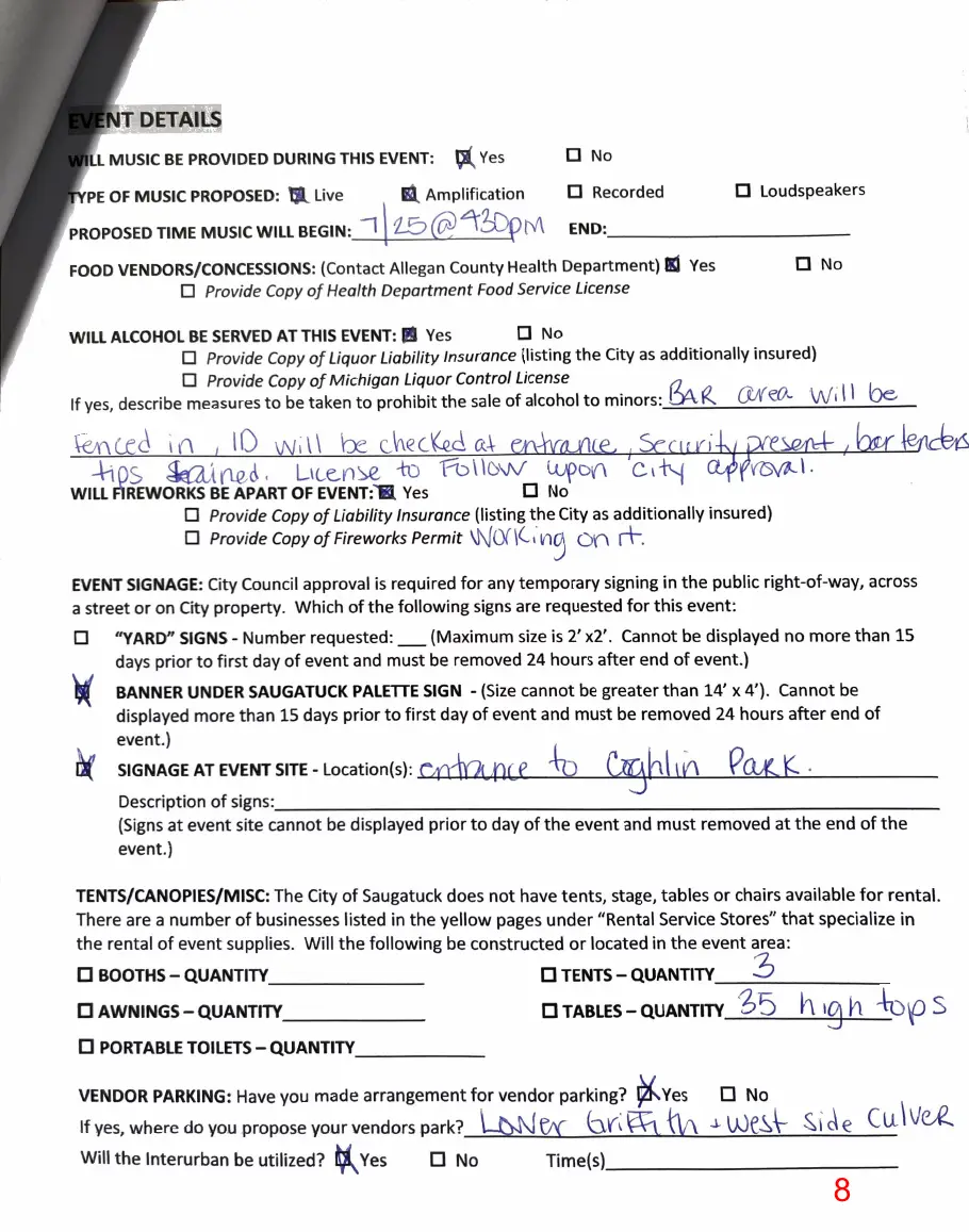 Page 8 of the packet, a scanned page