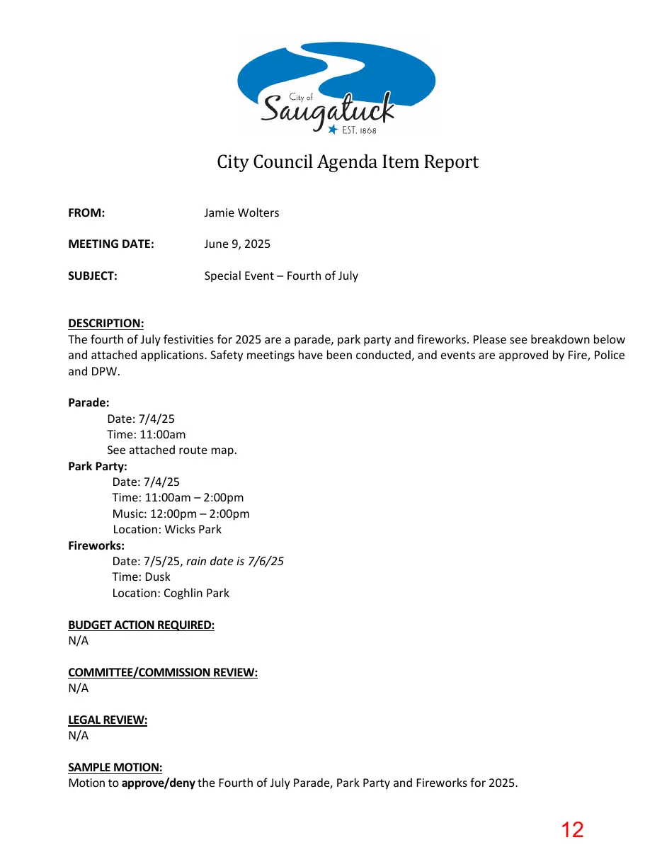 Page 12 of the packet; its text follows