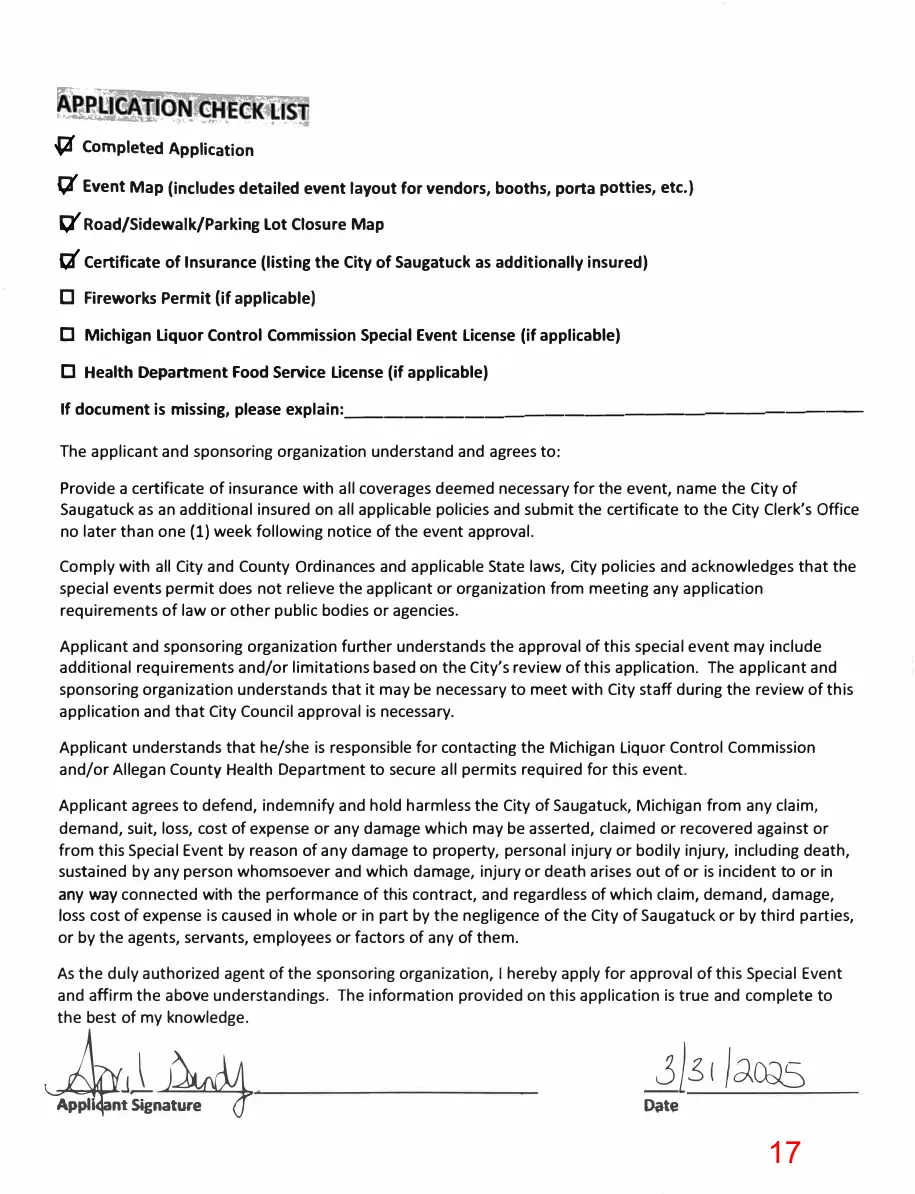 Page 17 of the packet; its text follows