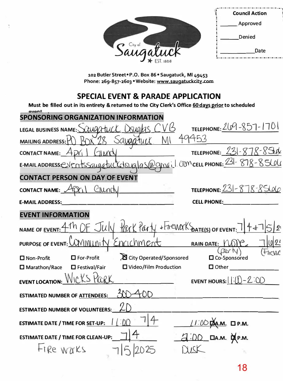 Page 18 of the packet; its text follows