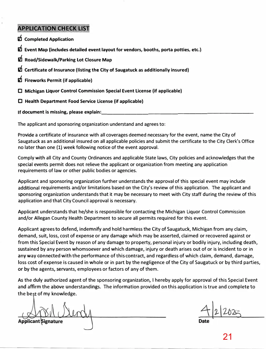 Page 21 of the packet; its text follows