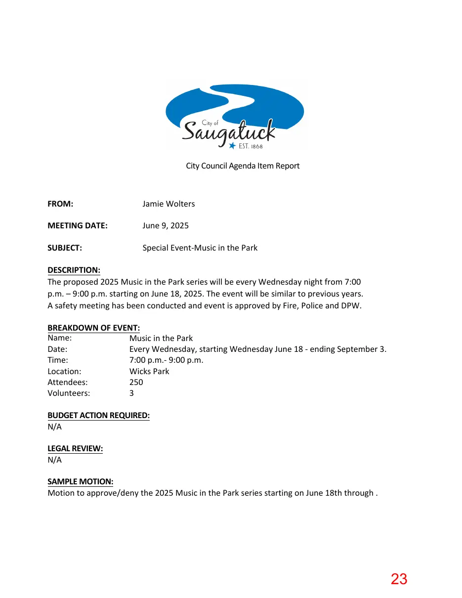 Page 23 of the packet; its text follows