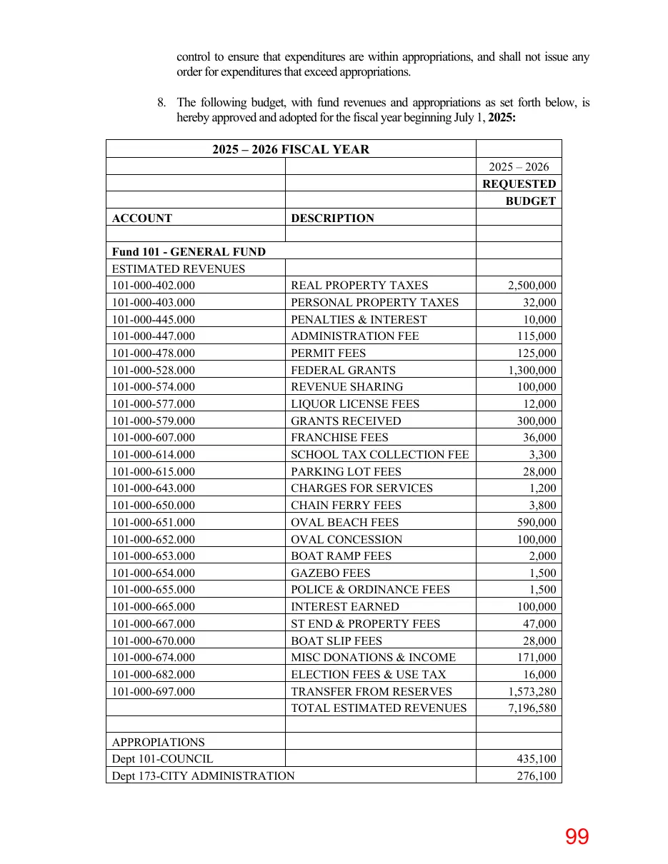 Page 99 of the packet; its text follows