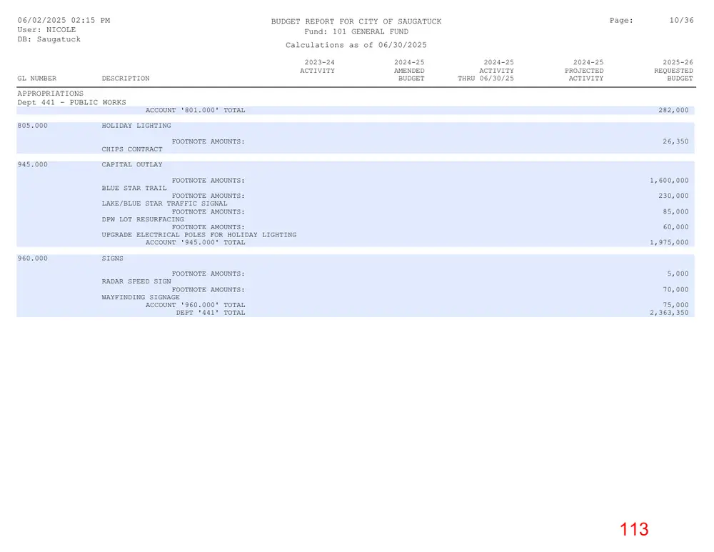 Page 113 of the packet; its text follows