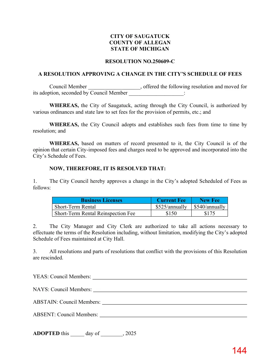 Page 144 of the packet; its text follows
