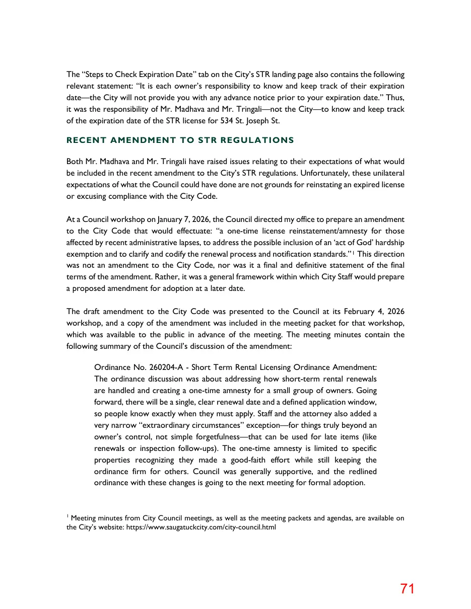 Page 71 of the packet; its text follows