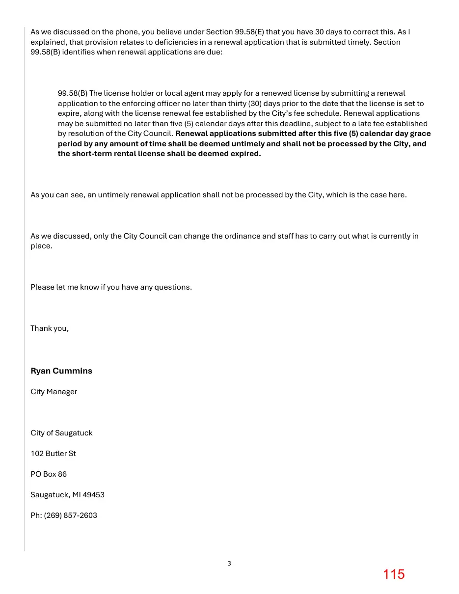 Page 115 of the packet; its text follows
