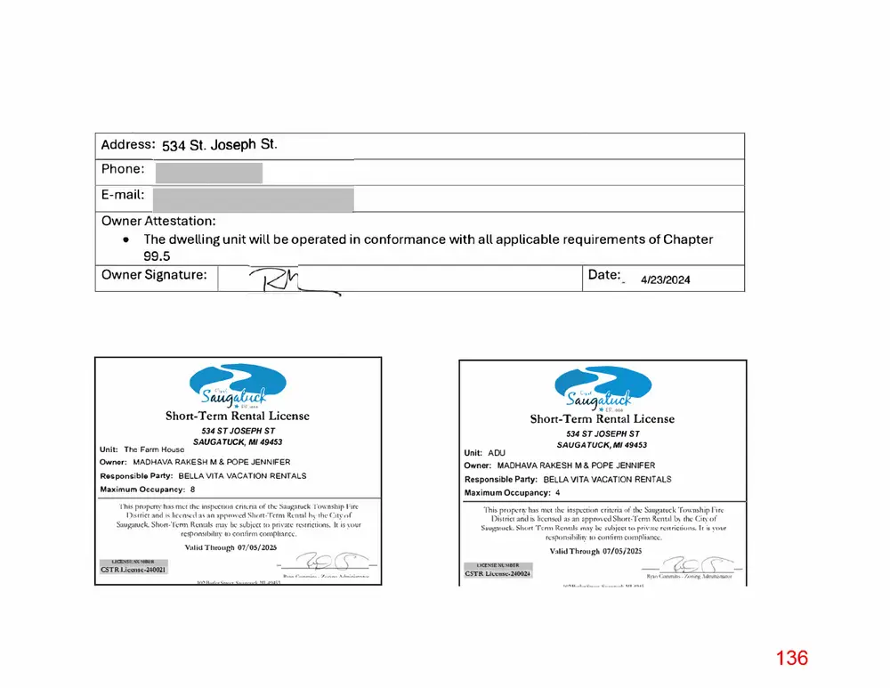 Page 136 of the packet; its text follows