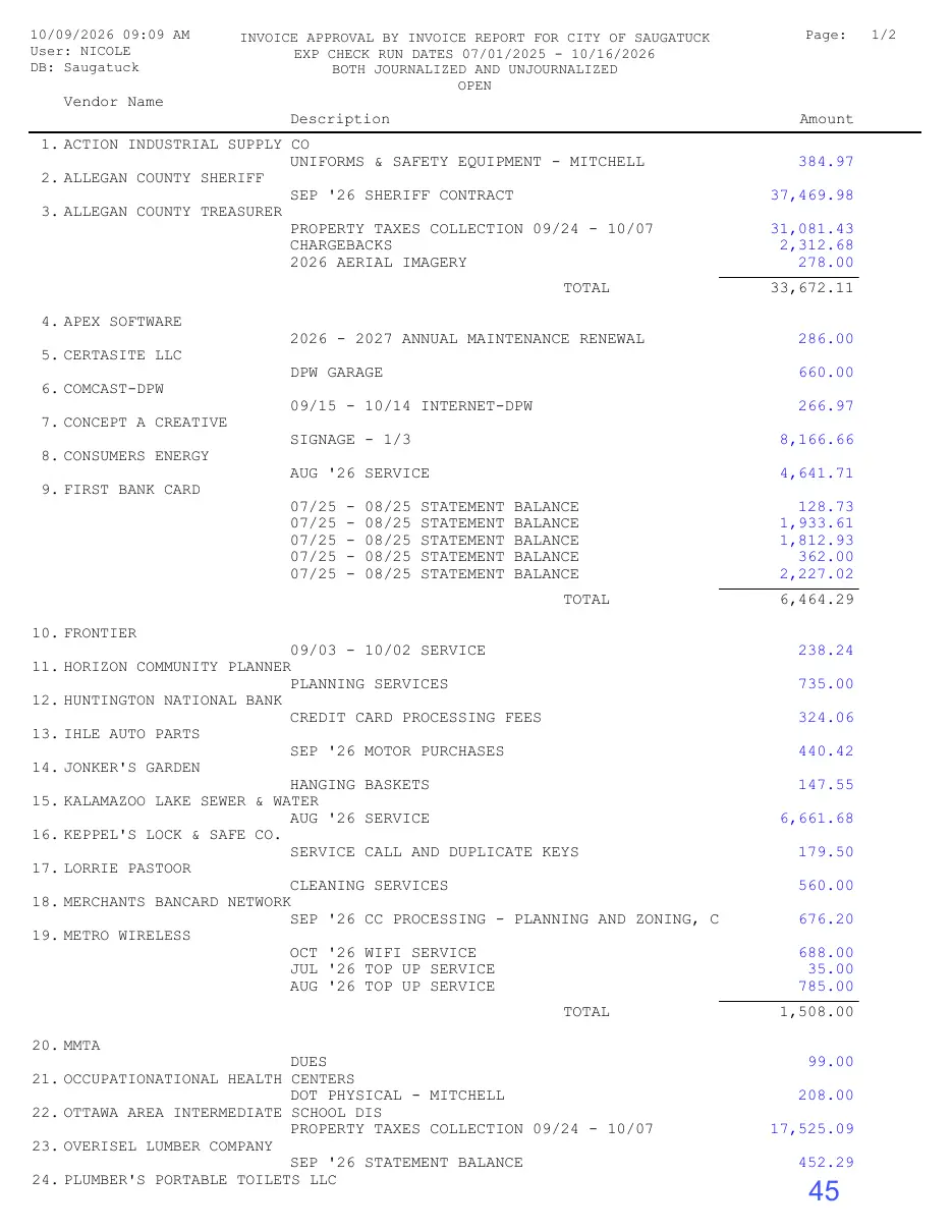 Page 45 of the packet; its text follows