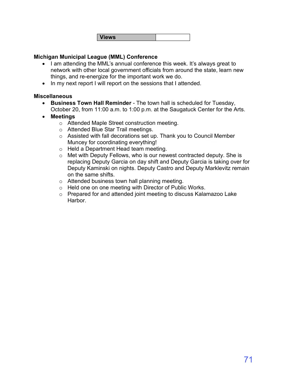 Page 71 of the packet; its text follows