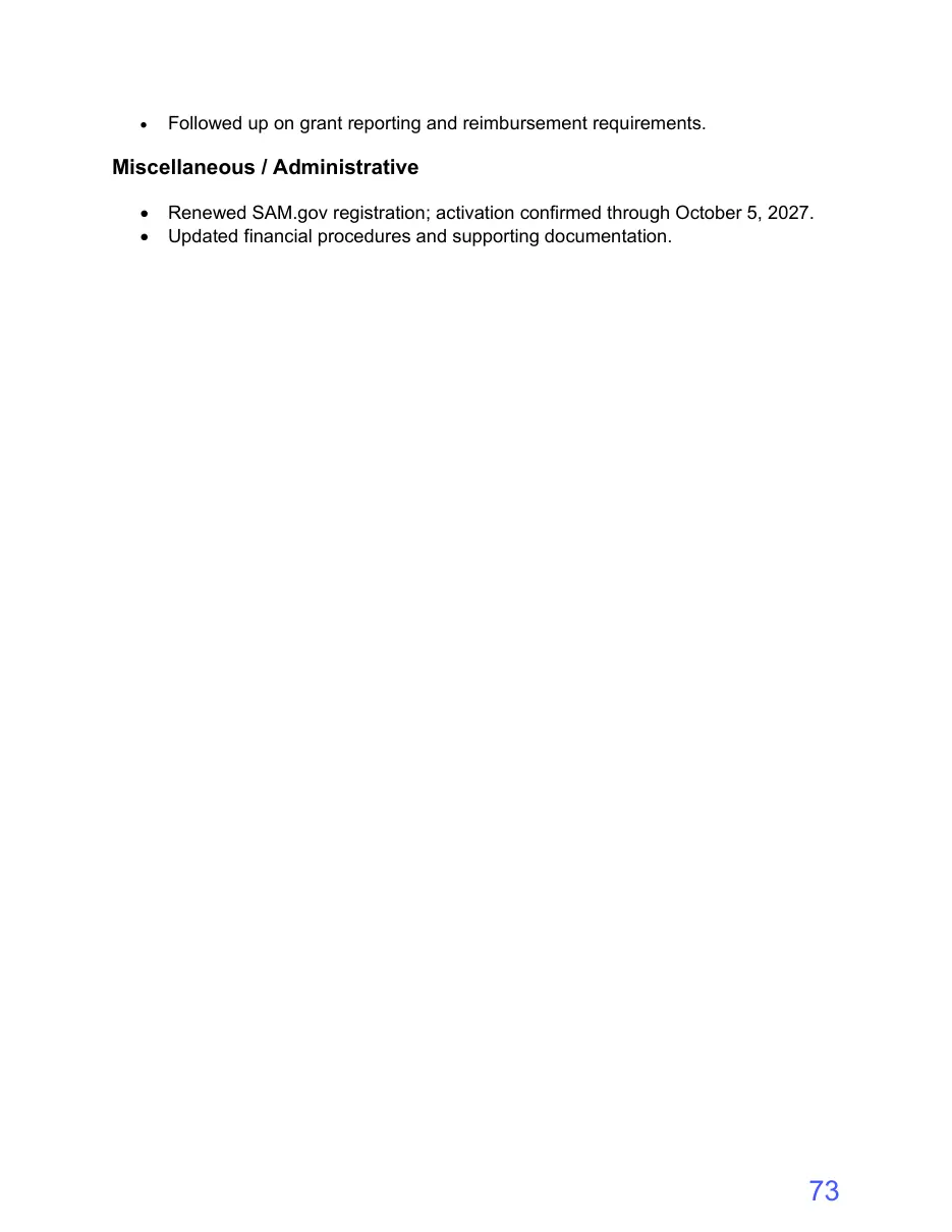 Page 73 of the packet; its text follows