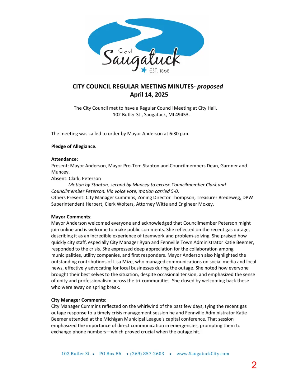 Page 2 of the packet; its text follows
