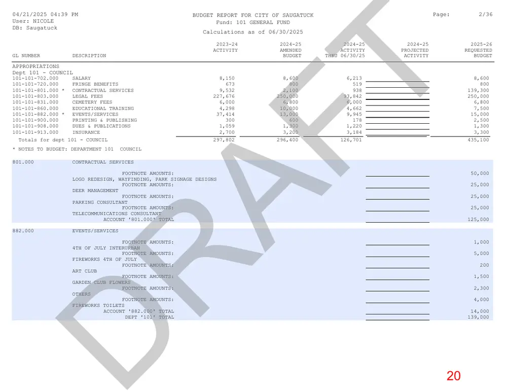 Page 20 of the packet; its text follows