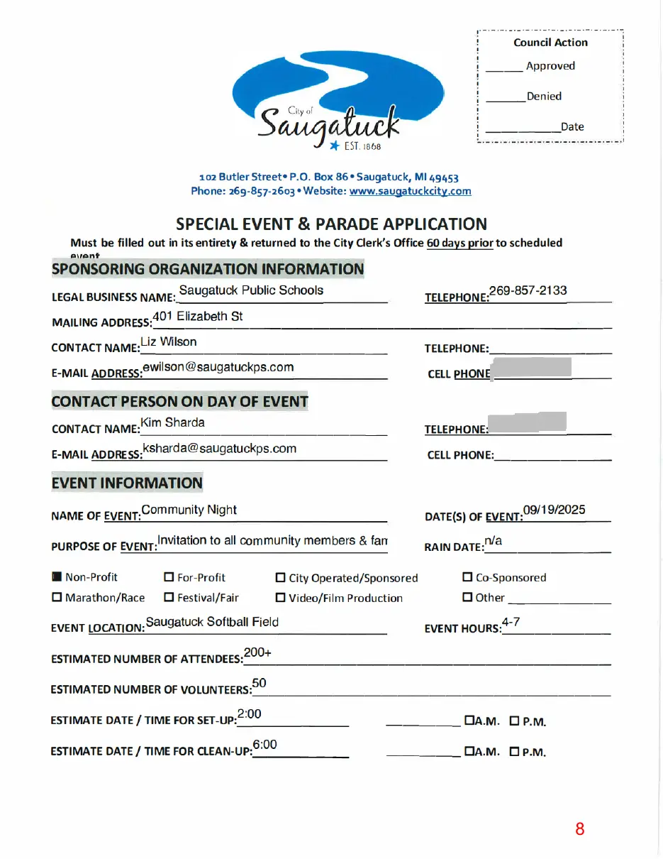 Page 8 of the packet, a scanned page