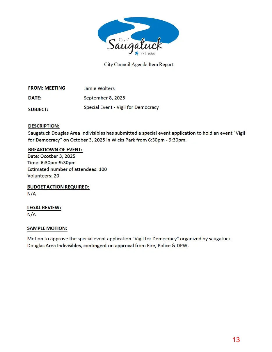 Page 13 of the packet, a scanned page
