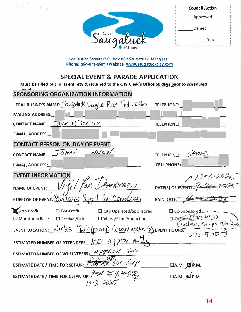 Page 14 of the packet; its text follows
