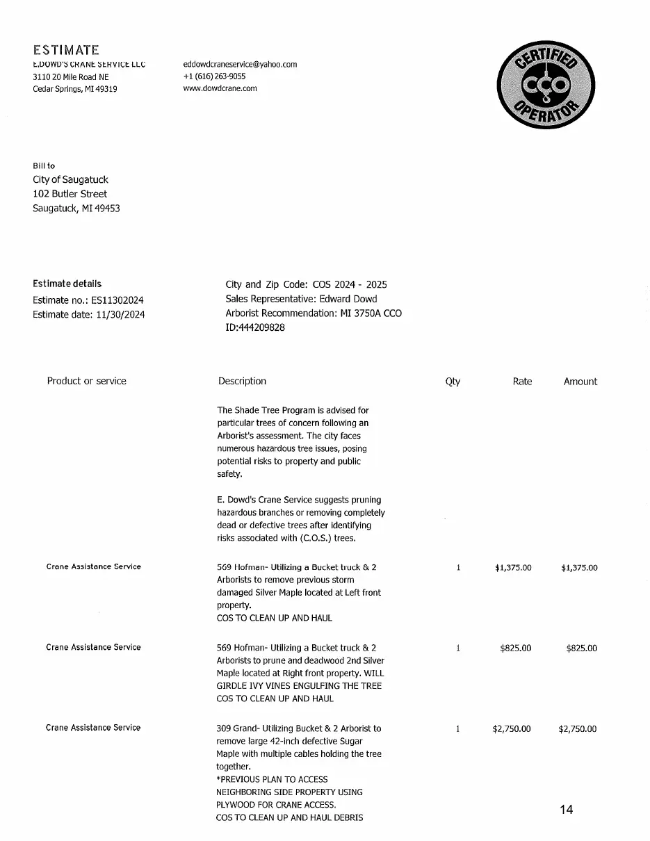 Page 14 of the packet, a scanned page