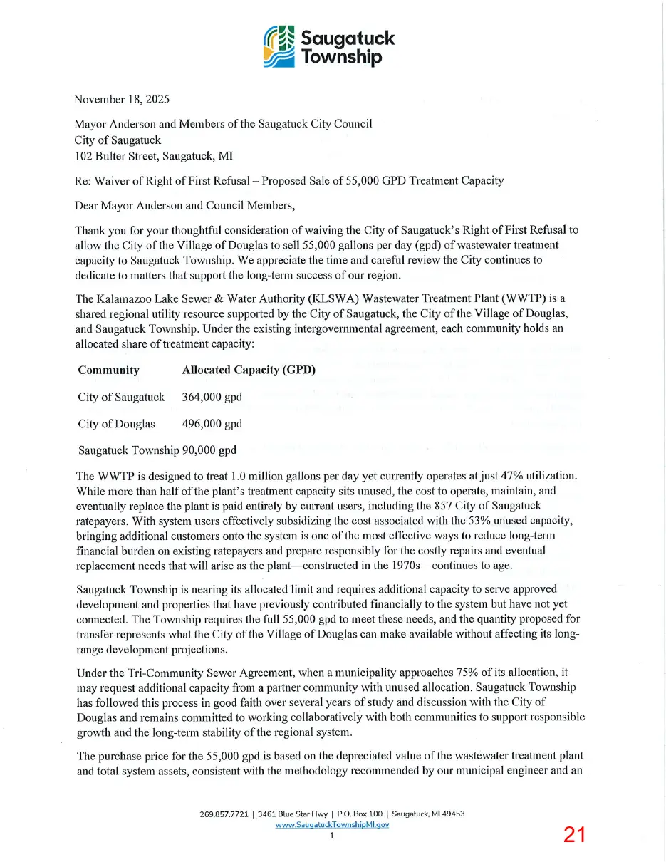 Page 21 of the packet, a scanned page