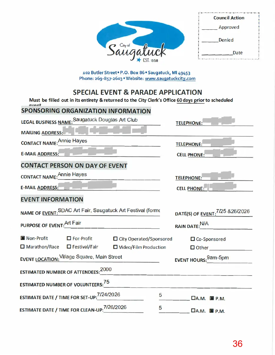 Page 36 of the packet, a scanned page
