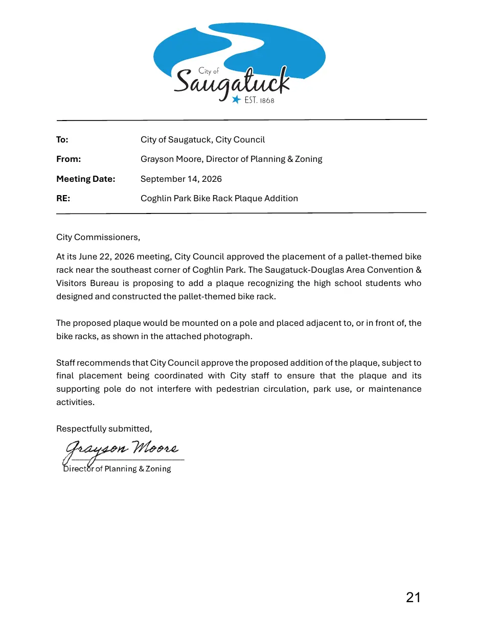 Page 21 of the packet; its text follows