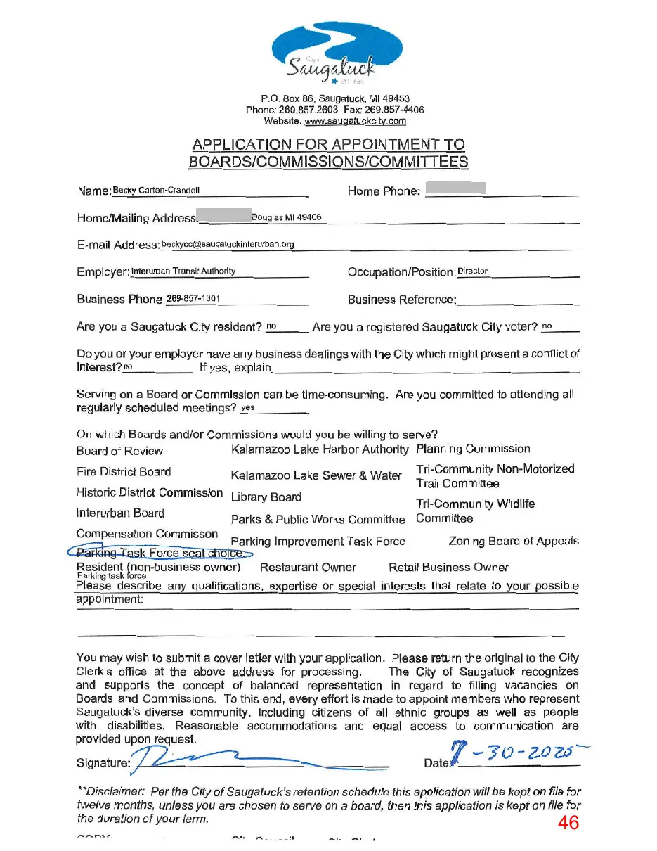 Page 46 of the packet, a scanned page