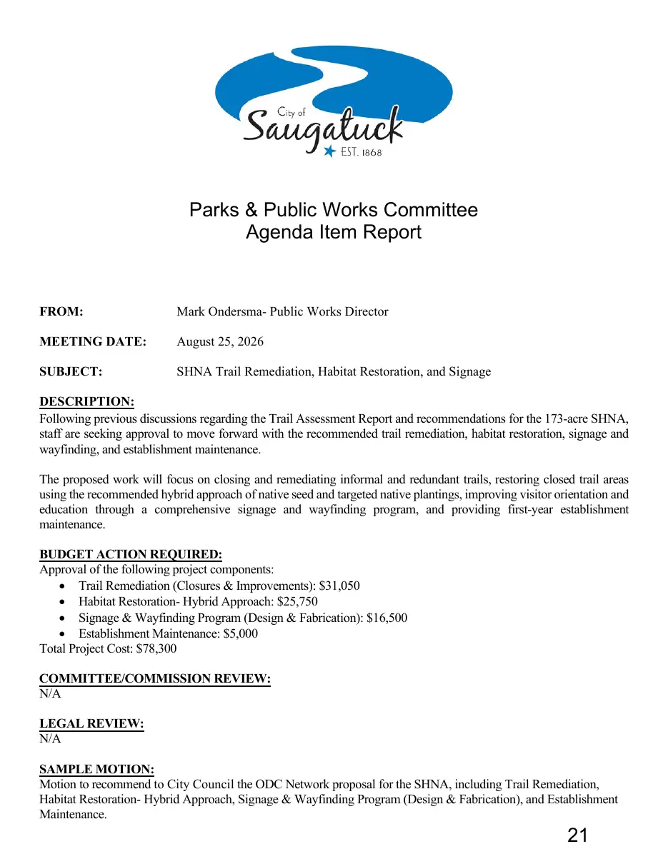 Page 21 of the packet; its text follows