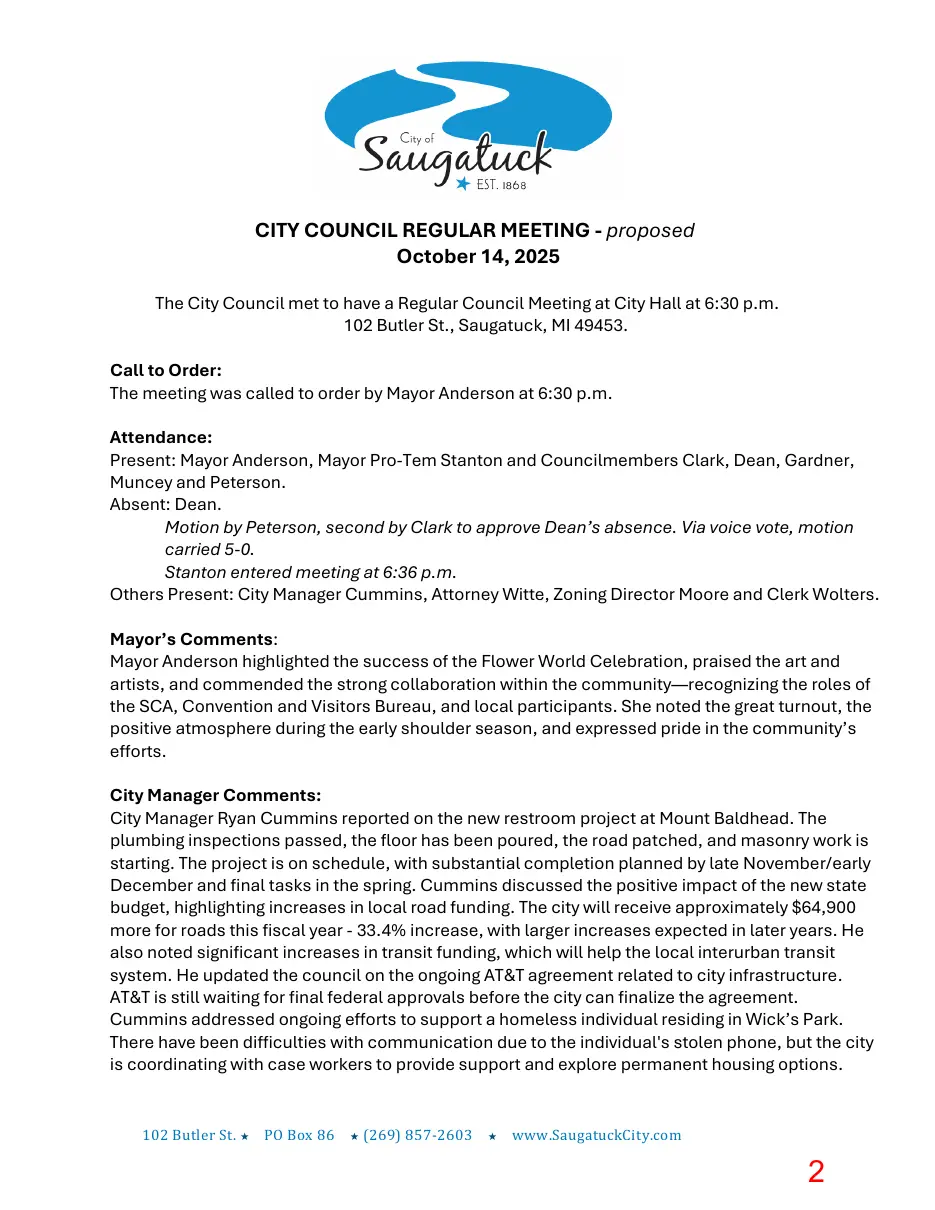 Page 2 of the packet; its text follows