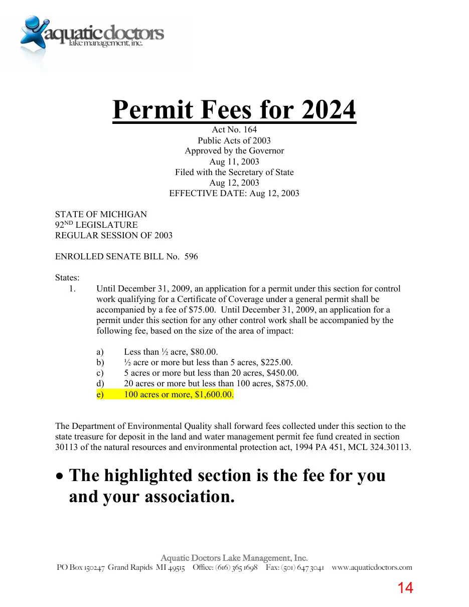 Page 14 of the packet; its text follows