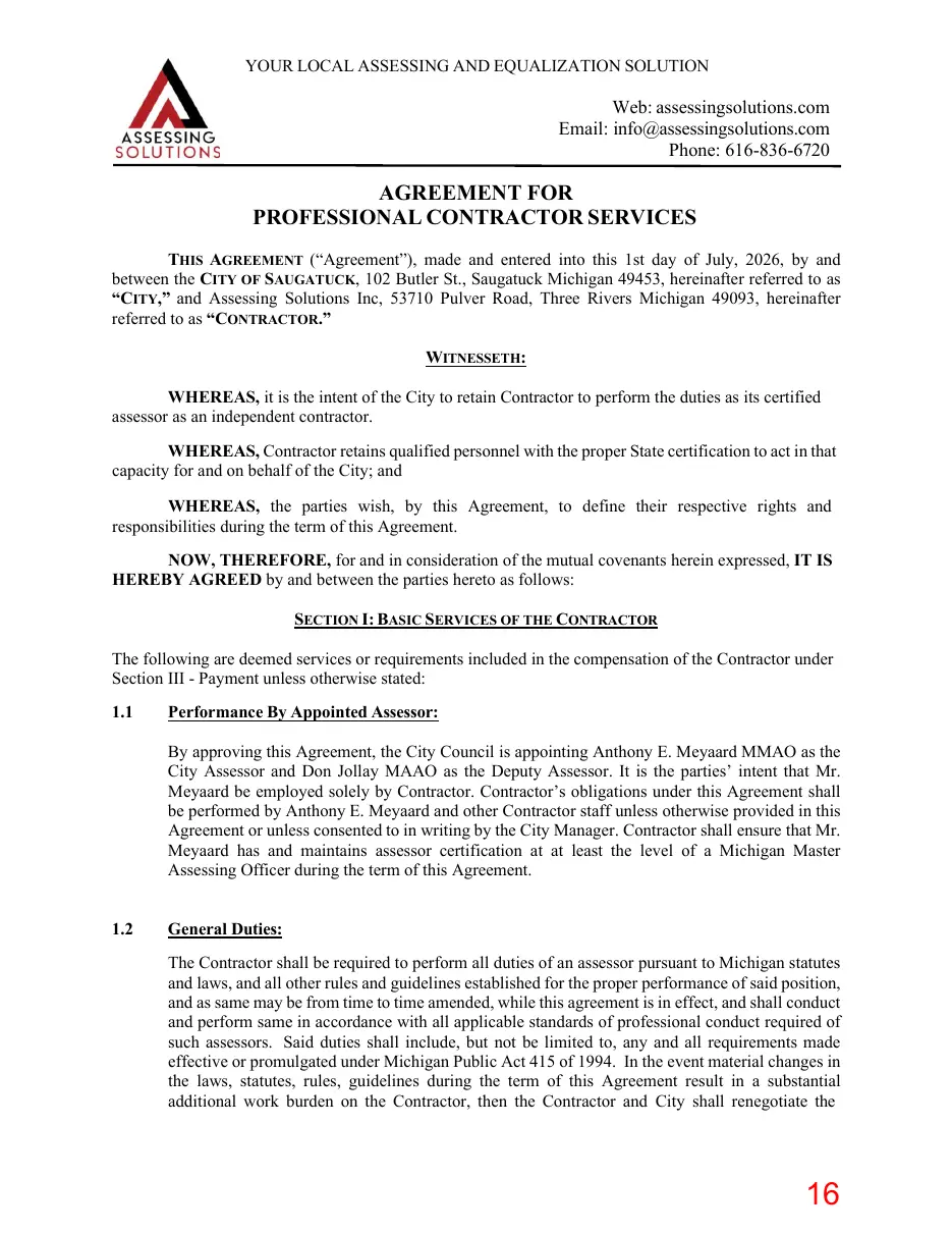 Page 16 of the packet; its text follows
