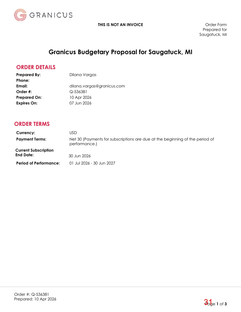 Page 31 of the packet; its text follows