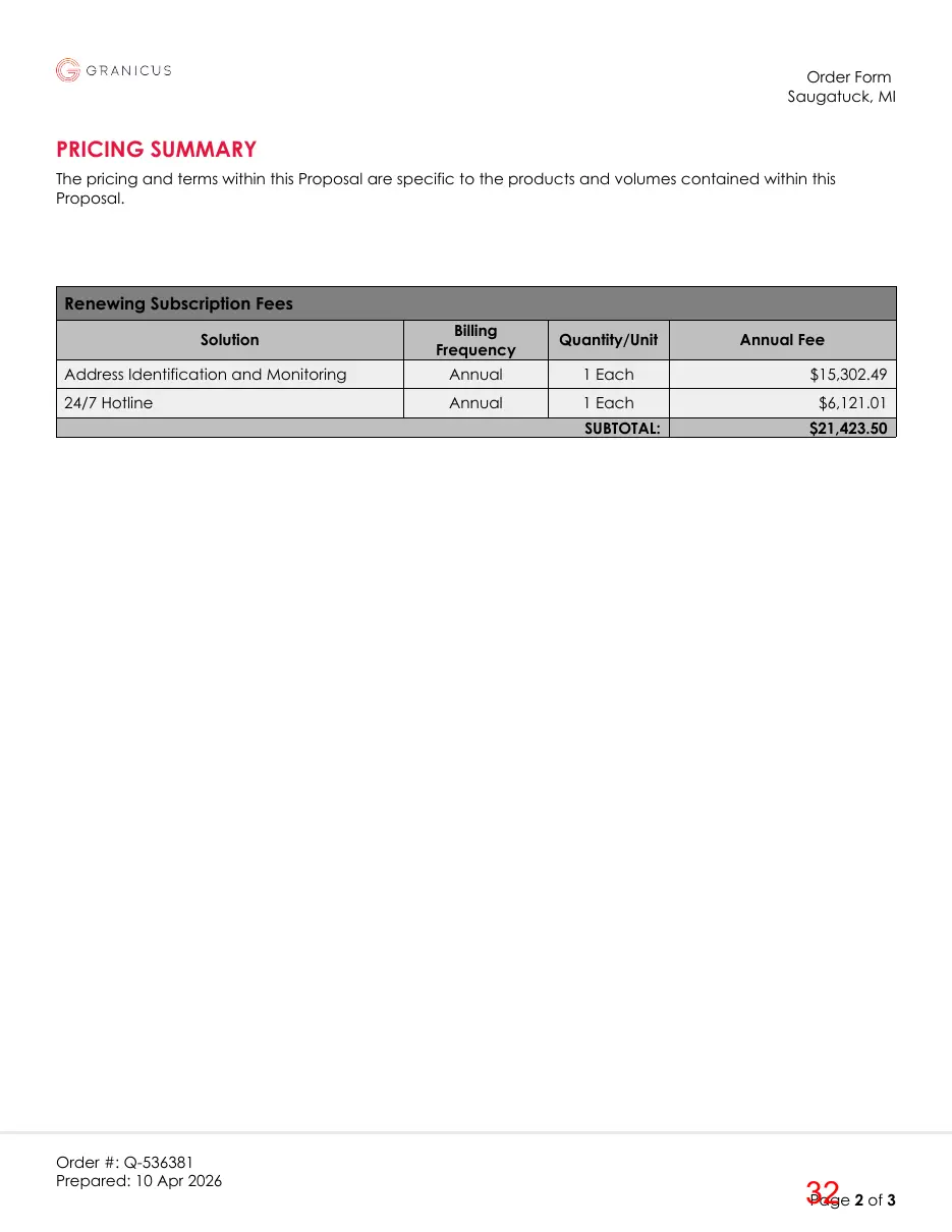 Page 32 of the packet; its text follows