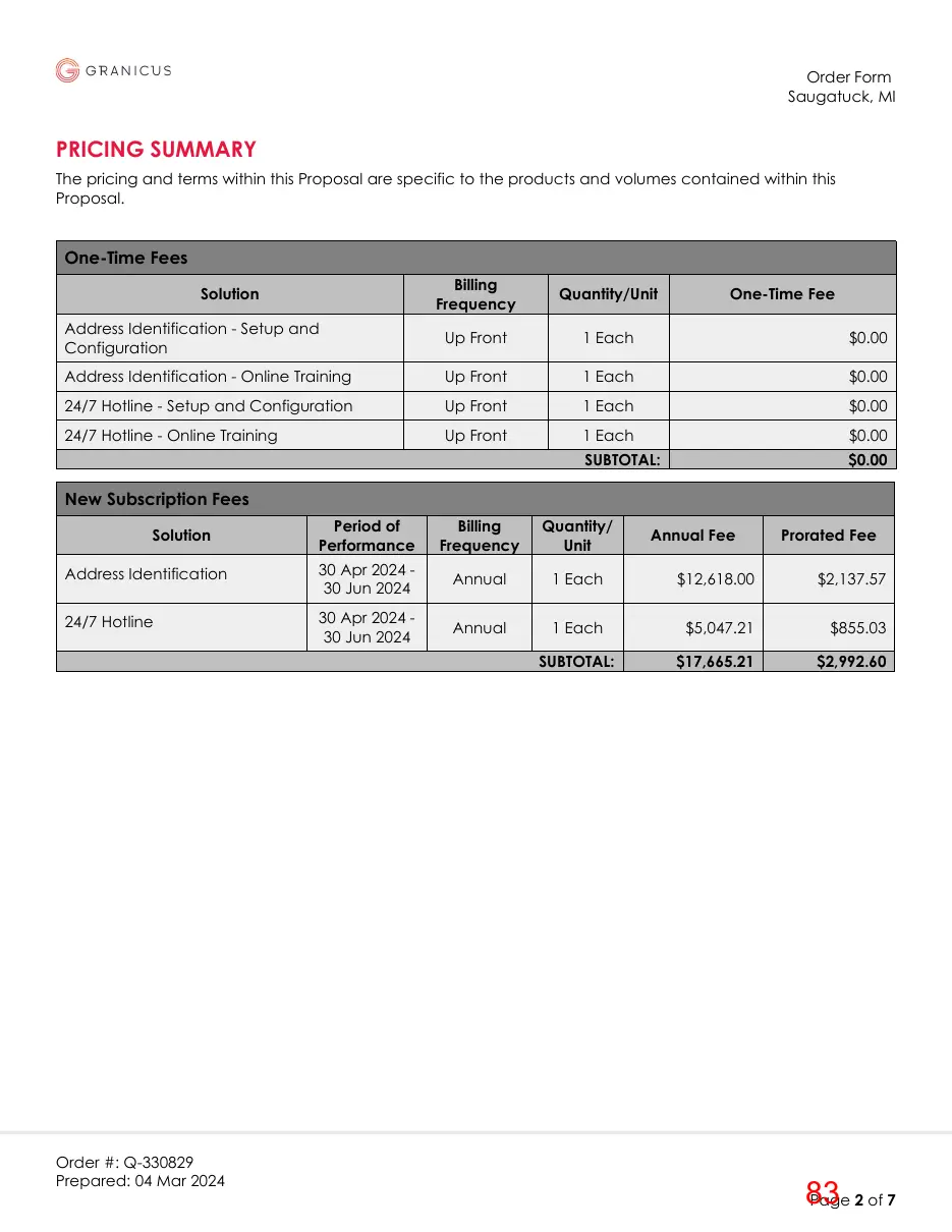 Page 83 of the packet; its text follows