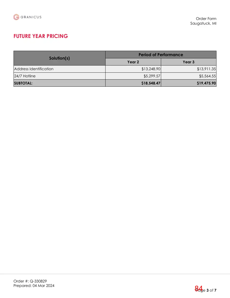 Page 84 of the packet; its text follows